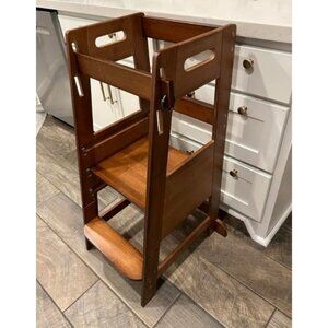 Bamboo Toddler Kitchen Step Stool Helper Standing Tower Height Adjustable